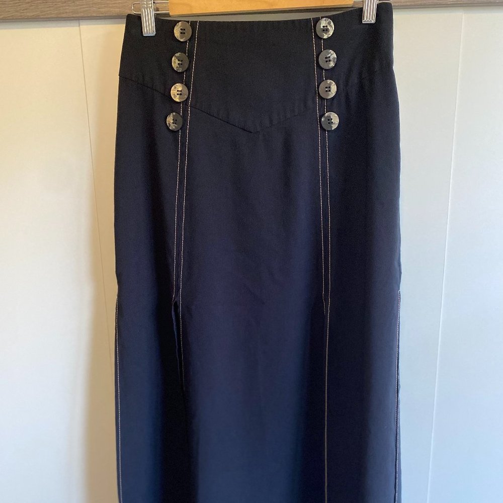 TOPSHOP Black Double Slit Midi Skirt